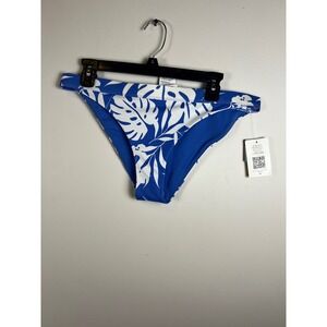 Roxy PT Roxy Love Bikini Bottoms Blue White Tropical Leaf Print Size XL NWT
